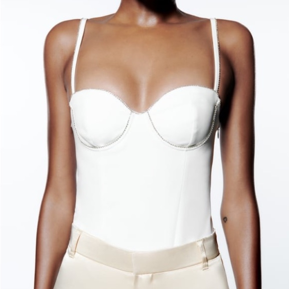 Zara Rhinestone Embellished Bustier Bodysuit